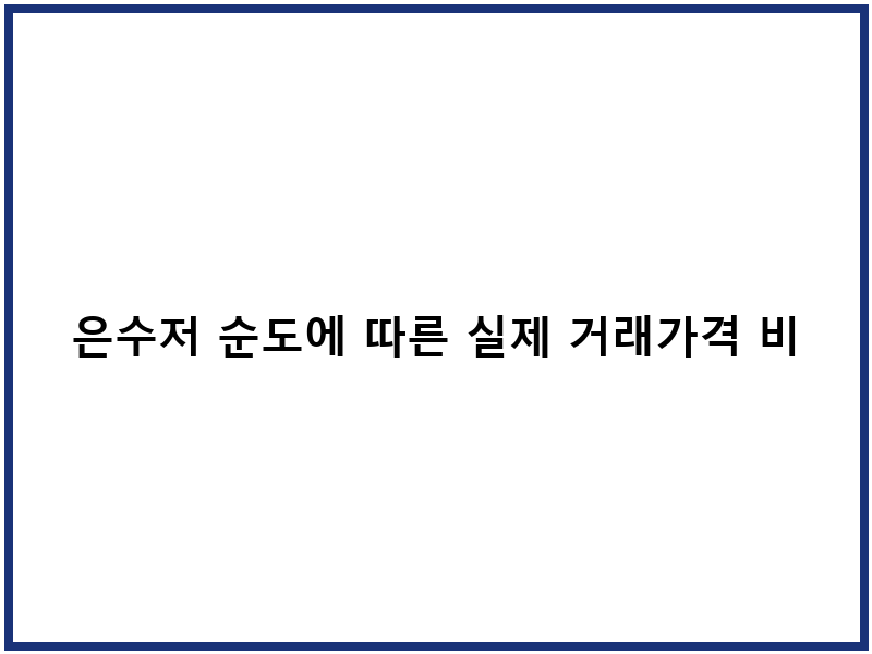 은수저 순도에 따른 실제 거래가격 비교