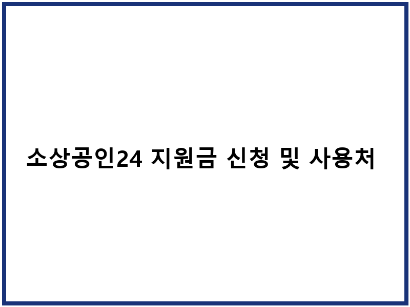 소상공인24 지원금 신청 및 사용처 안내